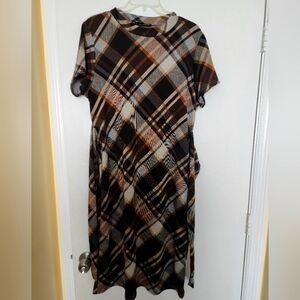 Brown Plaid Dress